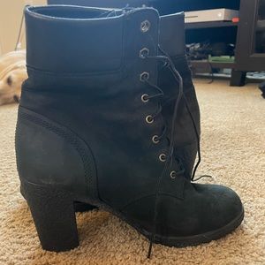 Black Timberland Lace Up Women’s Heeled Boots.